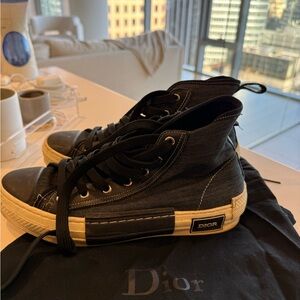 Dior Black and Cream High-Top Sneakers